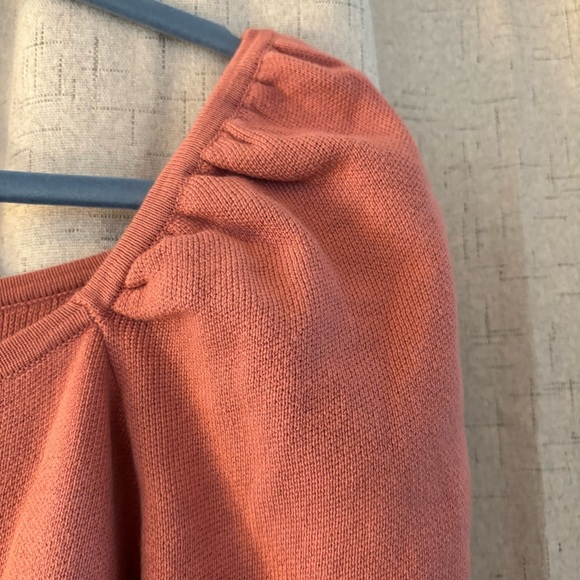 All Worthy Puffed Shoulder Long Sleeve Sweater 1X. Dusty Rose/Light Mauve - Picture 3 of 6